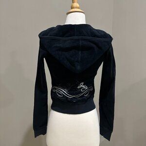 Juicy Couture black Velour Hoodie Vintage Y2K